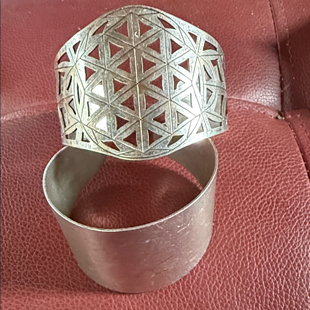 Vintage Silver Geometric Cuff Bracelet